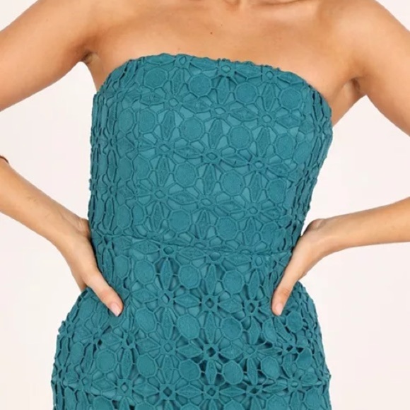 Nwot petal & pup Candice Strapless Lace Midi Dress - Picture 2 of 12